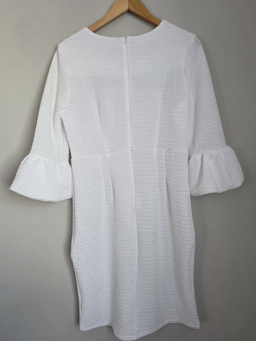 NY Collection White Dress Pearl Neck Ruffle Sleeve Women’s L NWT - Picture 3 of 10